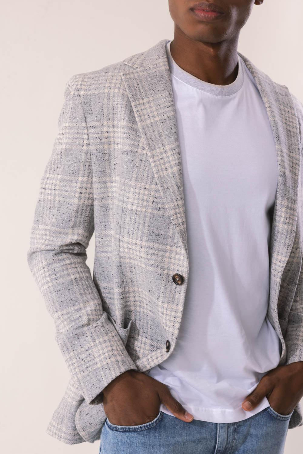 ELEVENTY-Single Breast Soft Jacket - Light Gray Melange-