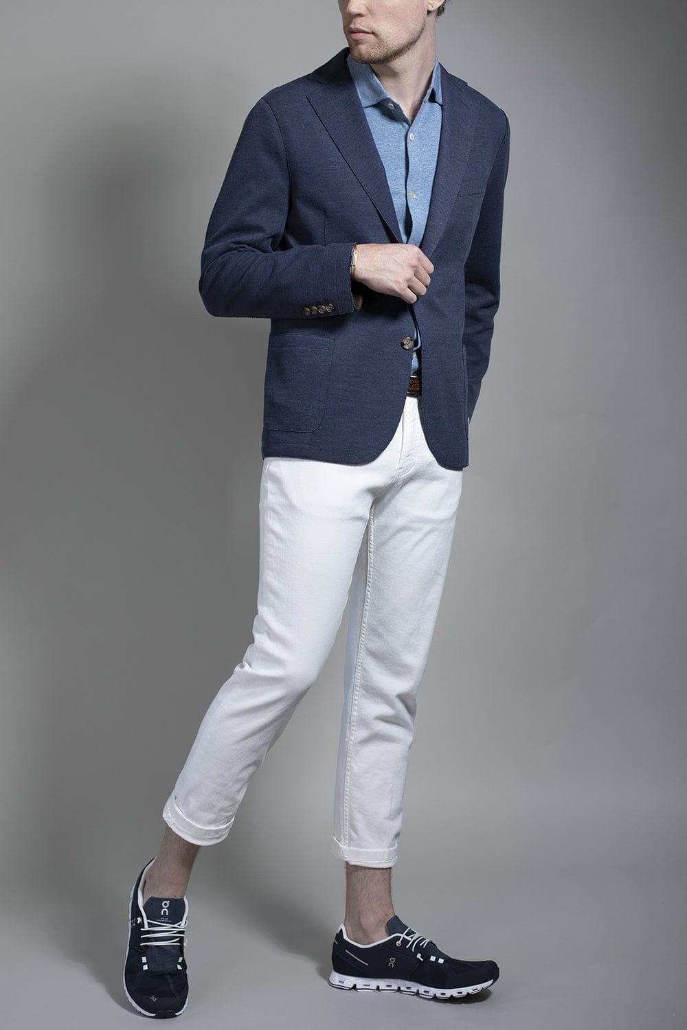 ELEVENTY-Navy Real Cut Patch Pocket Jacket-