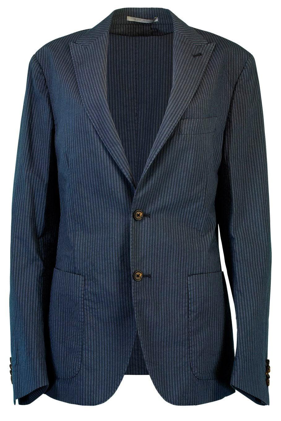 ELEVENTY-Single Breasted Blazer Jacket - Navy Stripe-