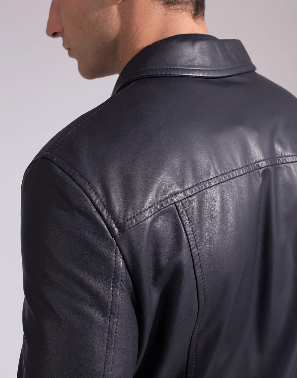ELEVENTY-Zip Front Leather Jacket-