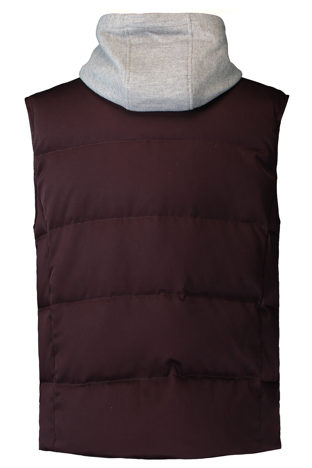 Hooded Zip Vest - Burgundy Light Grey-RED-50-MENSCLOTHINGJACKET-ELEVENTY 