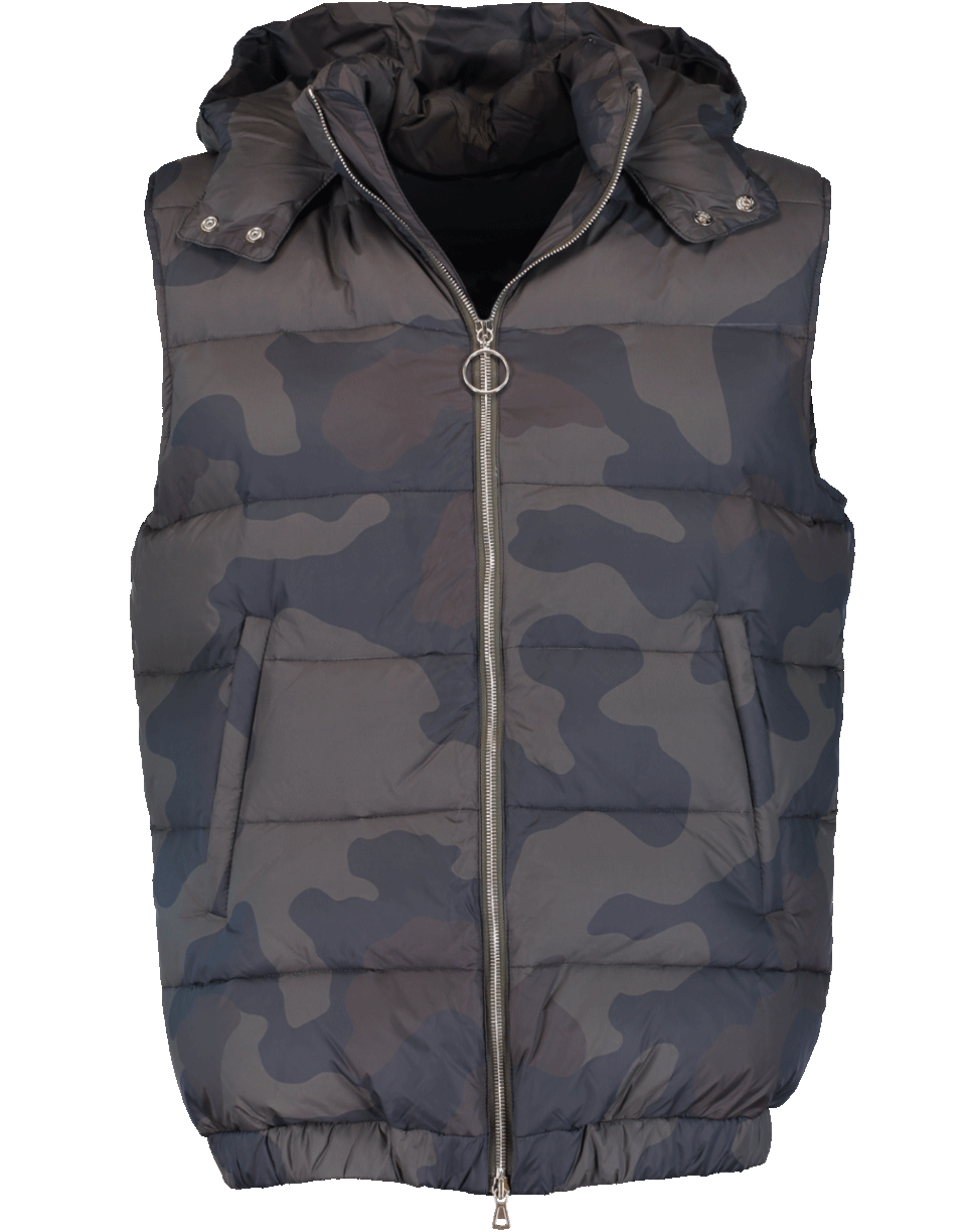 ELEVENTY-Camo Hooded Puffer Vest-