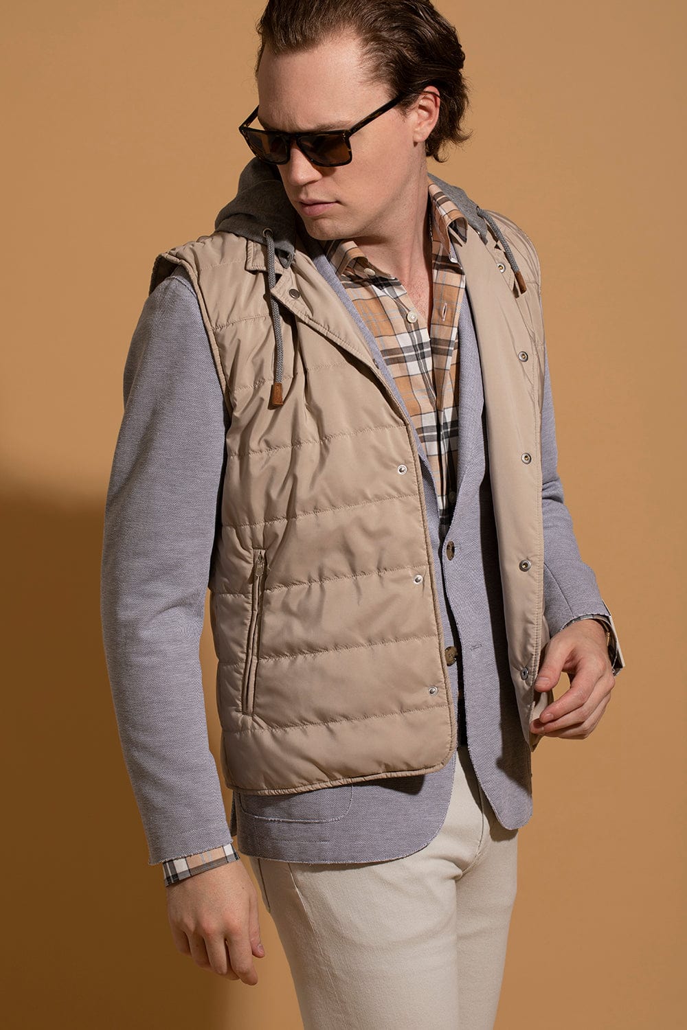 ELEVENTY-Snap Vest With Hood-