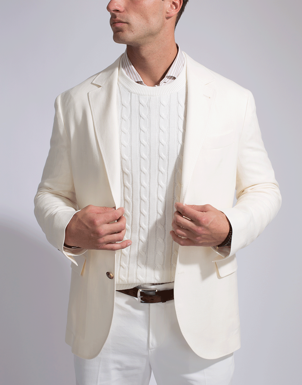 ELEVENTY-Hopsack Peak Lapel Platinum Jacket-