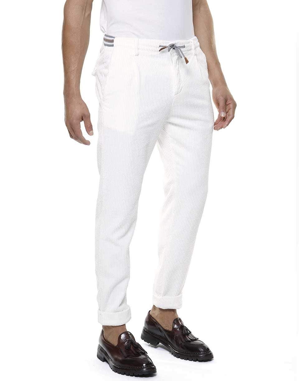 ELEVENTY-Corduroy Jogger Pants - Bianco-BIANCO