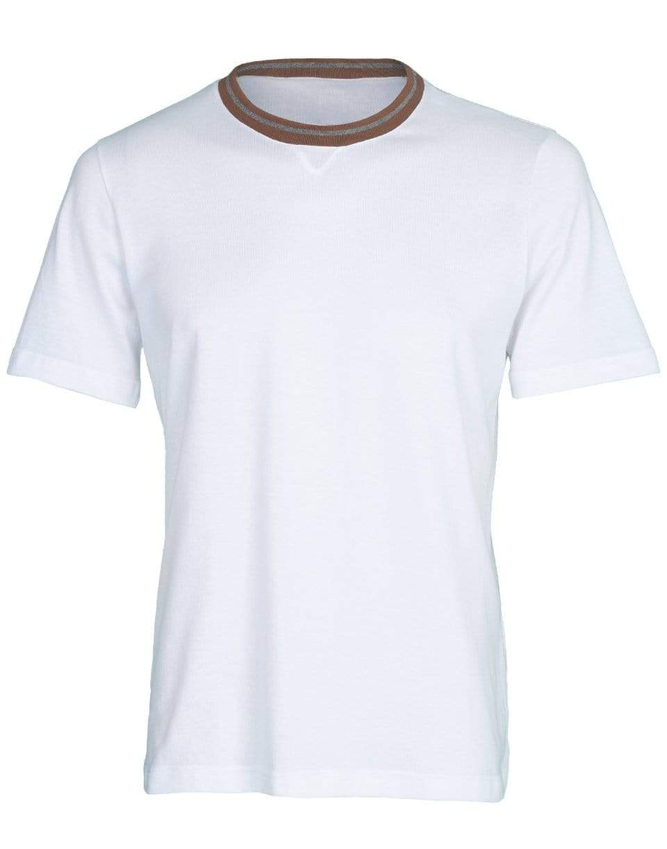 ELEVENTY-White Short Sleeve Round Neck T-Shirt-