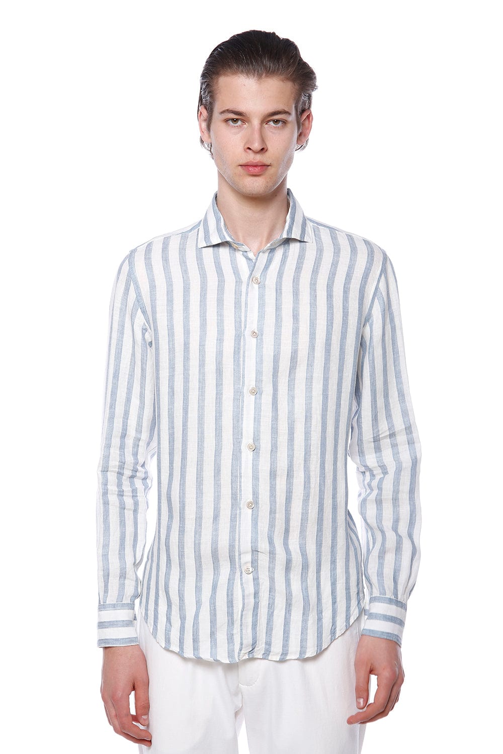 ELEVENTY-Dandy Shirt - Denim Stripe-