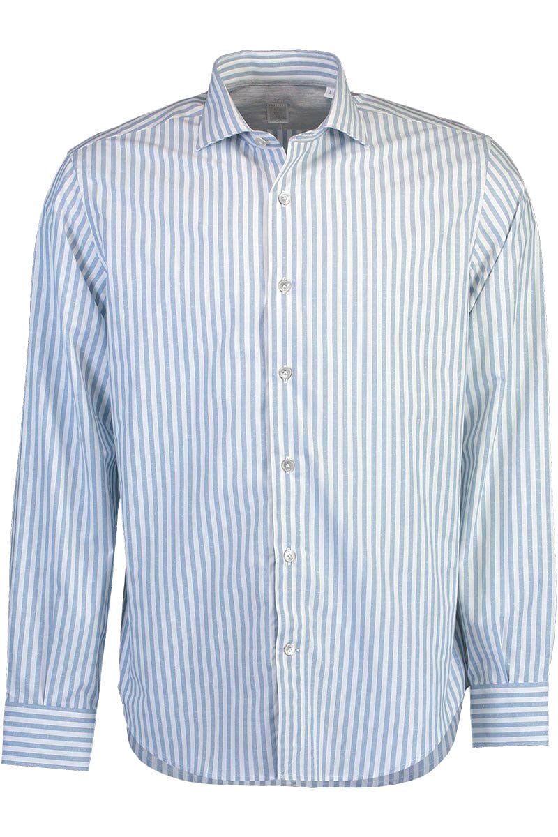 ELEVENTY-Dandy Shirt - Denim Thin Stripe-