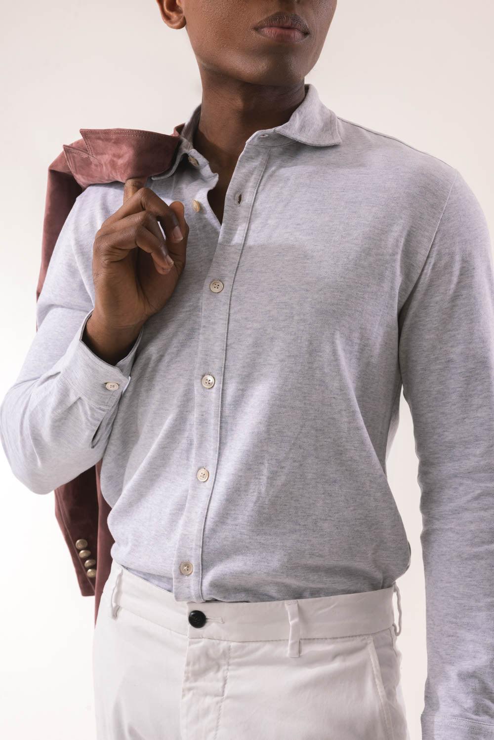 ELEVENTY-Long Sleeve Shirt - Light Gray-