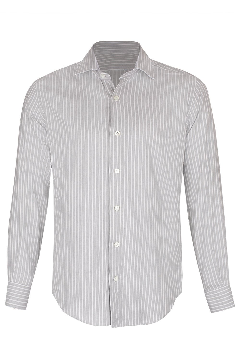 ELEVENTY-Striped Woven Shirt - Light Gray-