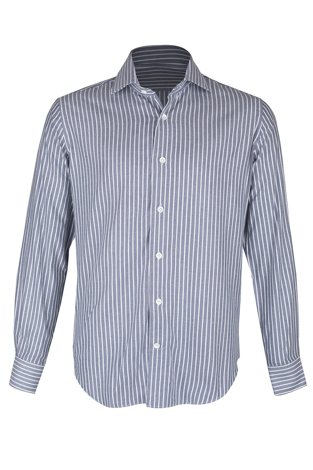 ELEVENTY-Striped Woven Shirt - Navy Blue-