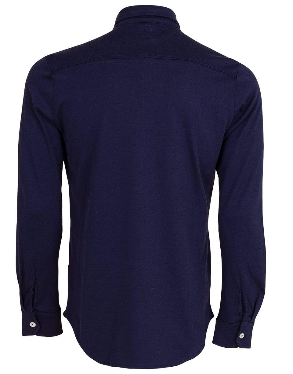 ELEVENTY-Royal Blue Cotton Button Down Shirt-