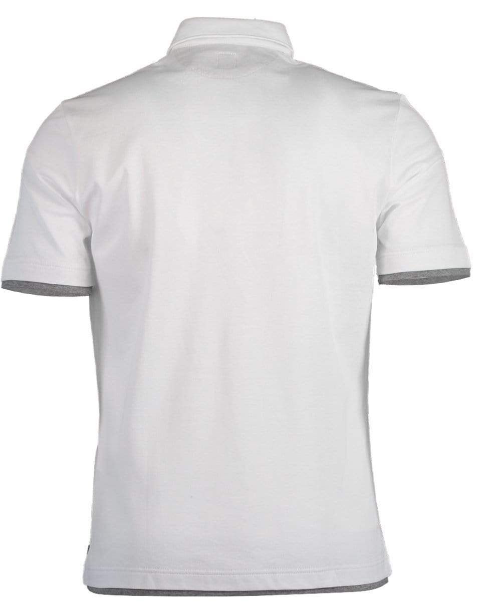 ELEVENTY-Contrast Tipping Men's Polo- White-