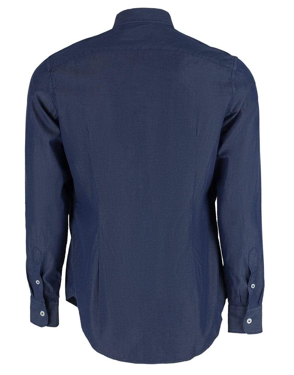 ELEVENTY-Chambray Spread Collar Shirt-