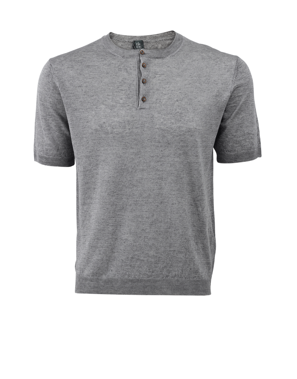 ELEVENTY-Linen Henley T-Shirt-