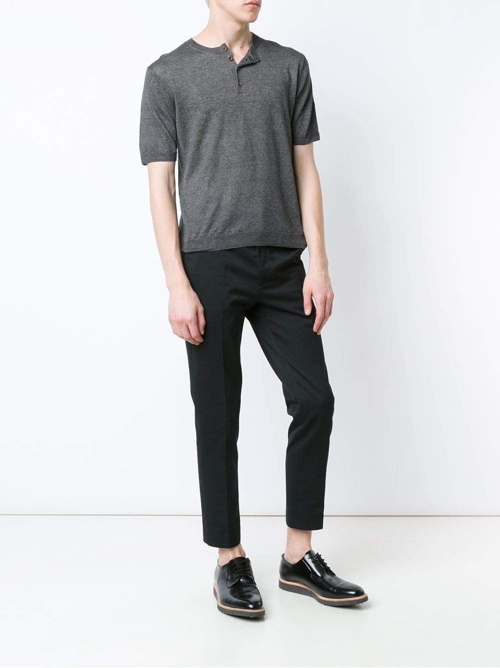ELEVENTY-Linen Henley T-Shirt-