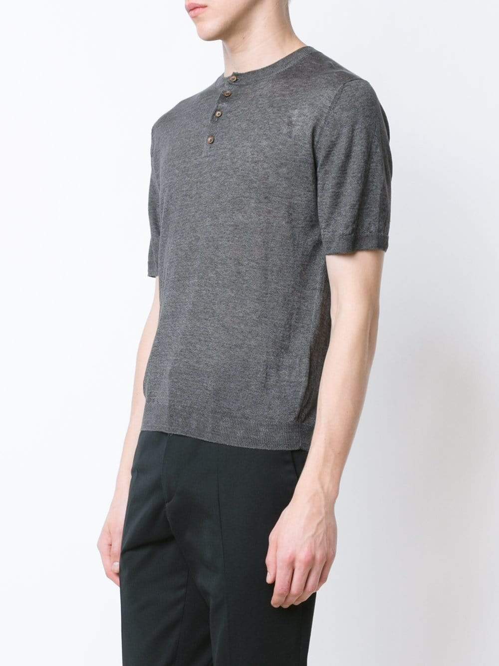 ELEVENTY-Linen Henley T-Shirt-
