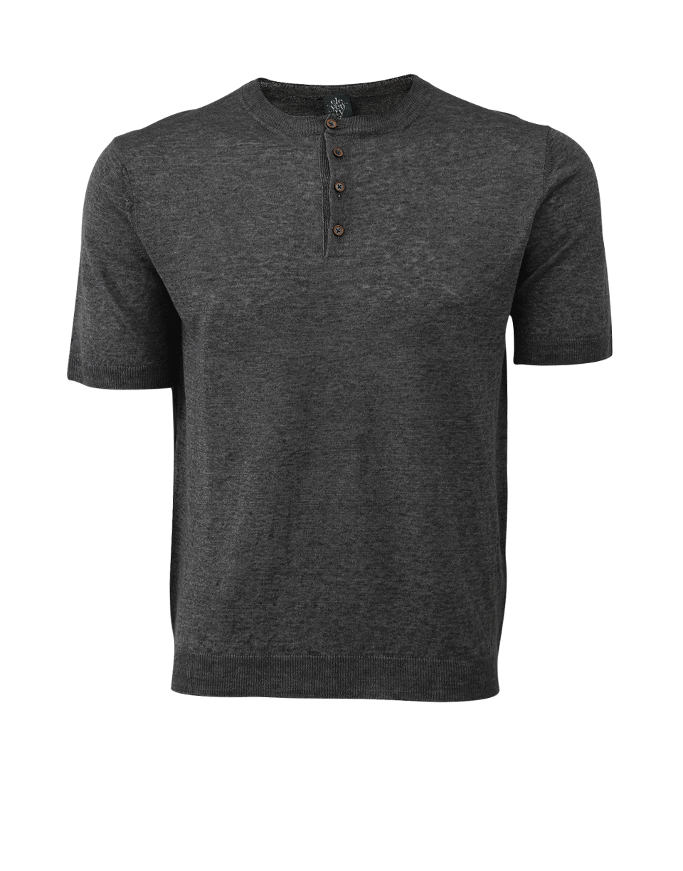 ELEVENTY-Linen Henley T-Shirt-