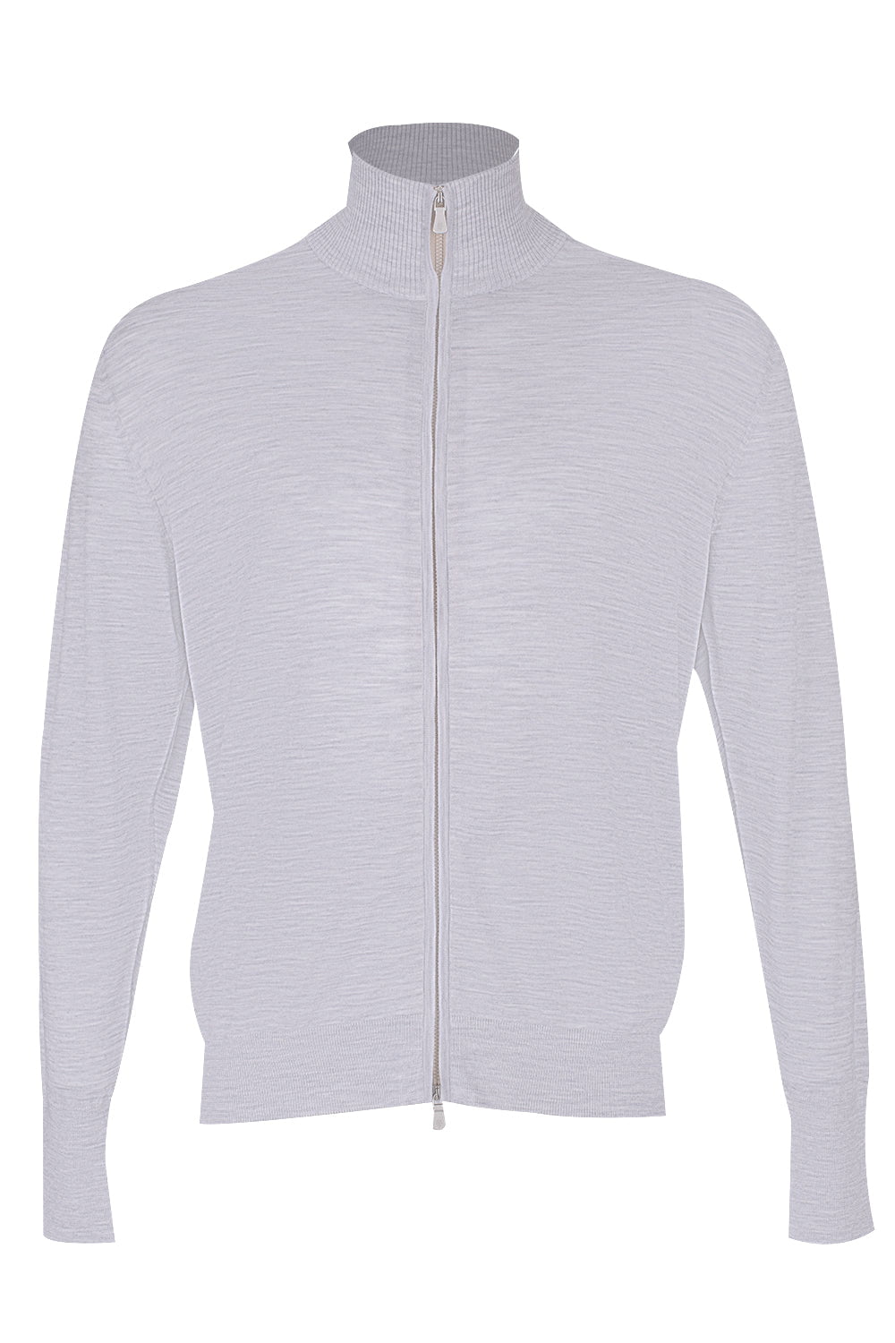 ELEVENTY-Full Zip Knit Sweater - Light Gray-