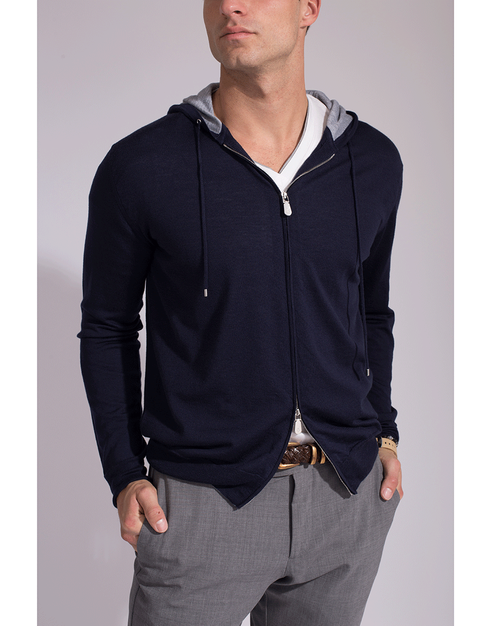 ELEVENTY-Fine Guage Full Zip Hoodie-