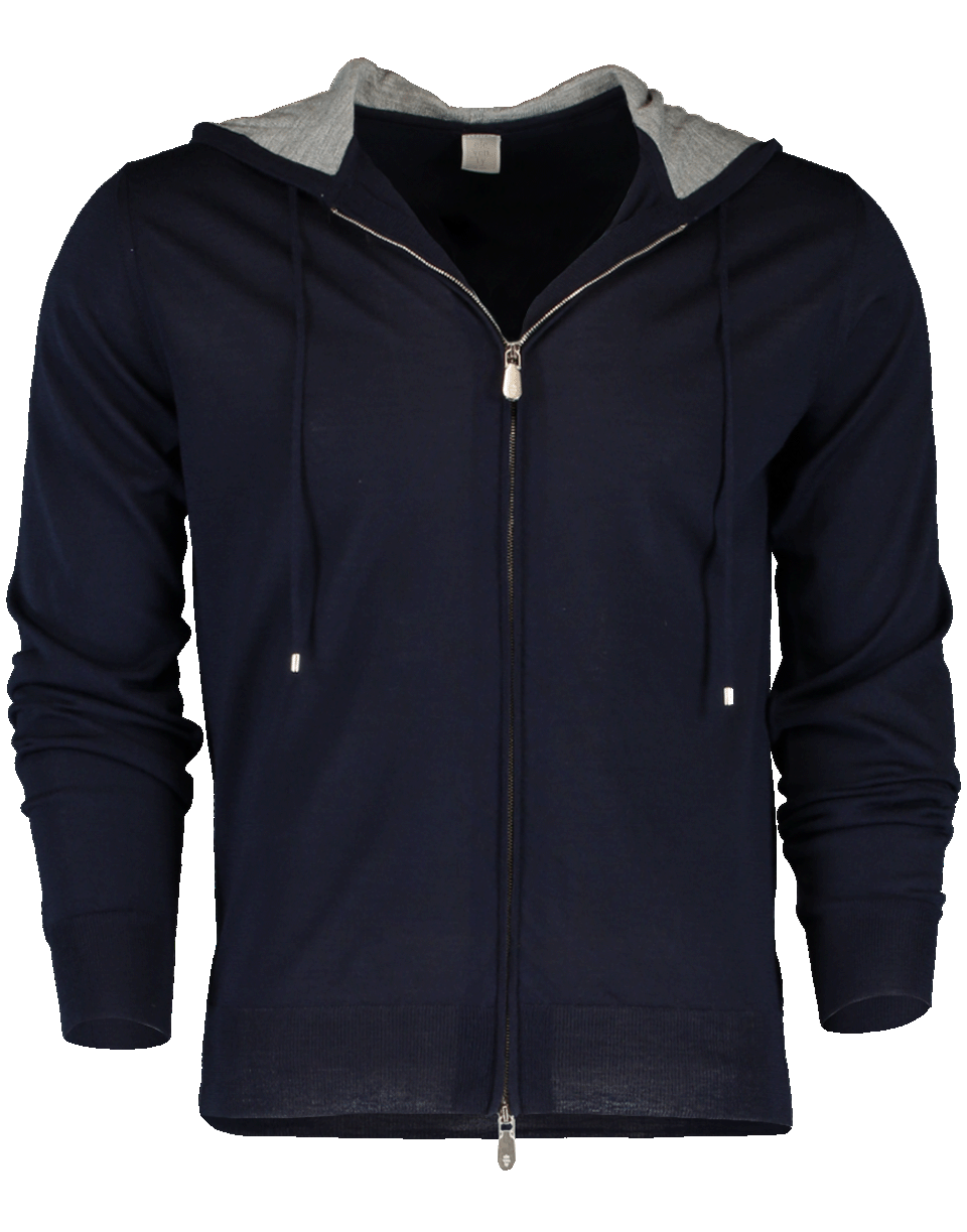 ELEVENTY-Fine Guage Full Zip Hoodie-