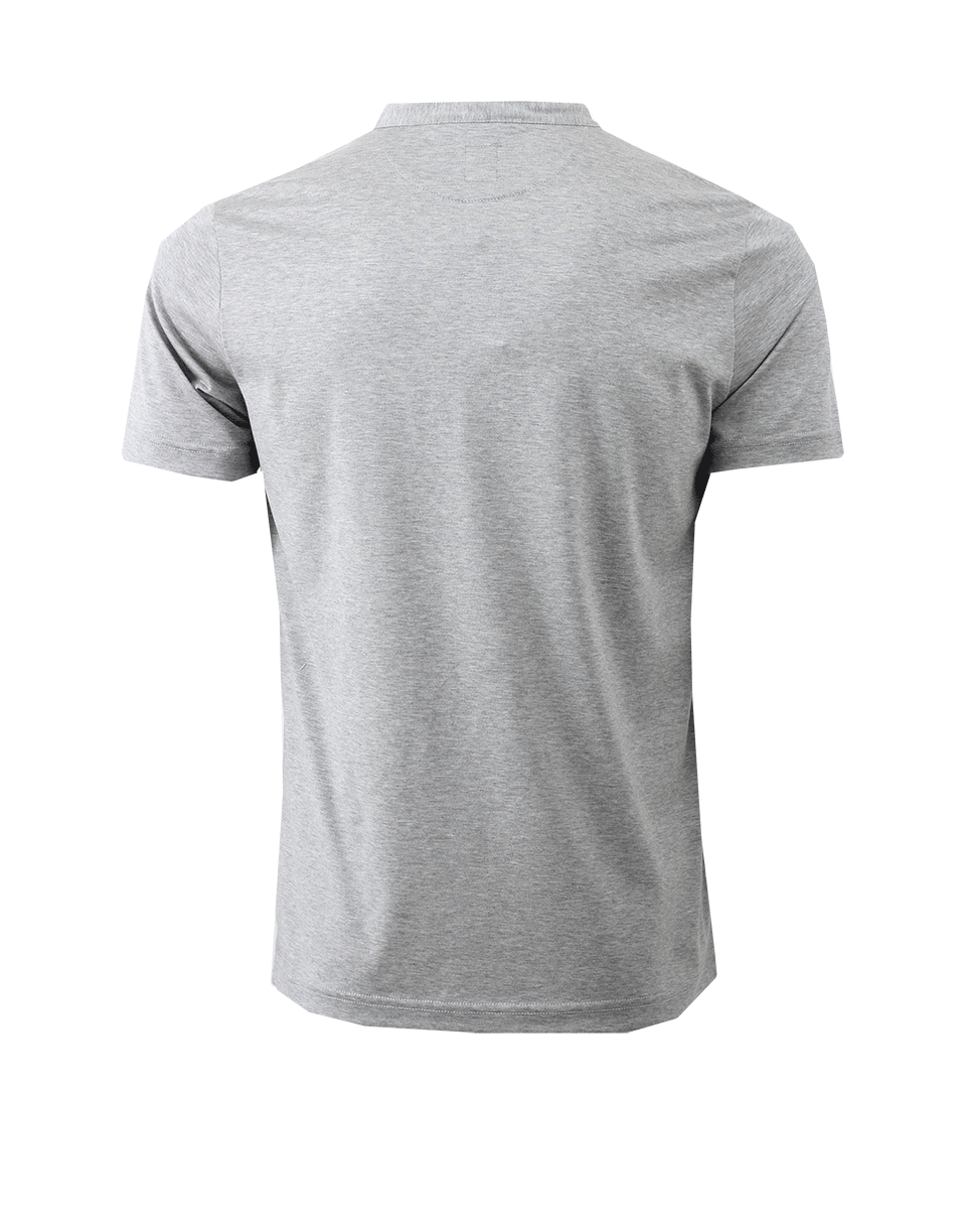 ELEVENTY-Grey Short Sleeve Cotton Henley-