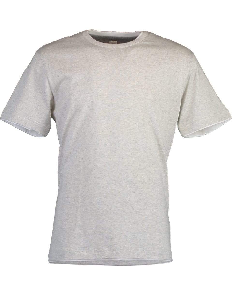 ELEVENTY-Grey and White Two-Tone T-Shirt-
