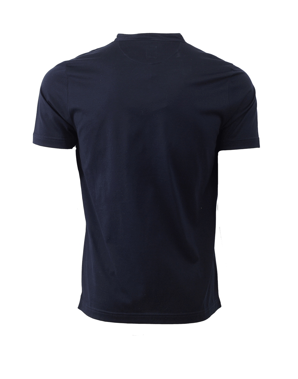 ELEVENTY-Navy Short Sleeve Cotton Henley-