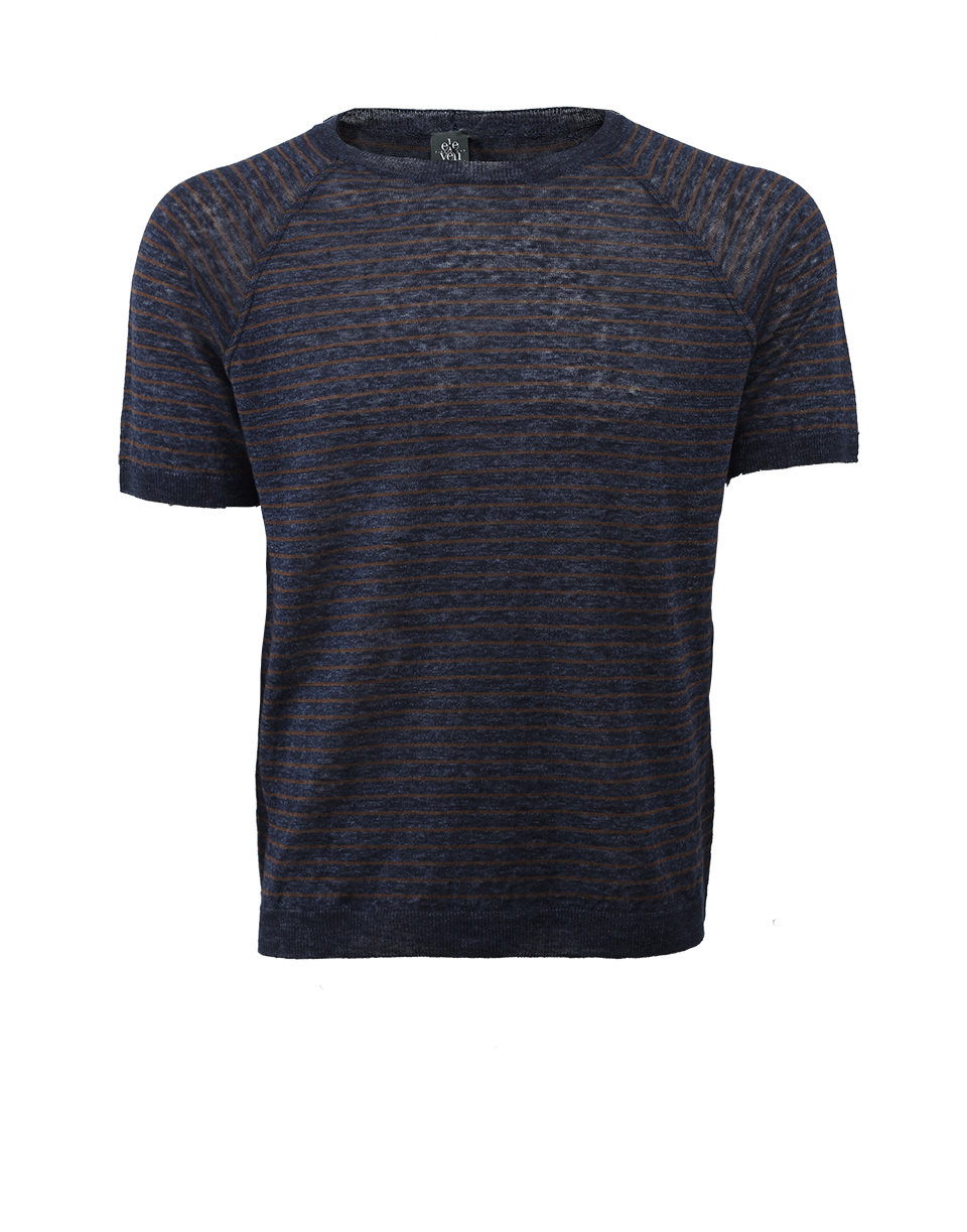 ELEVENTY-Linen Stripe T-Shirt-