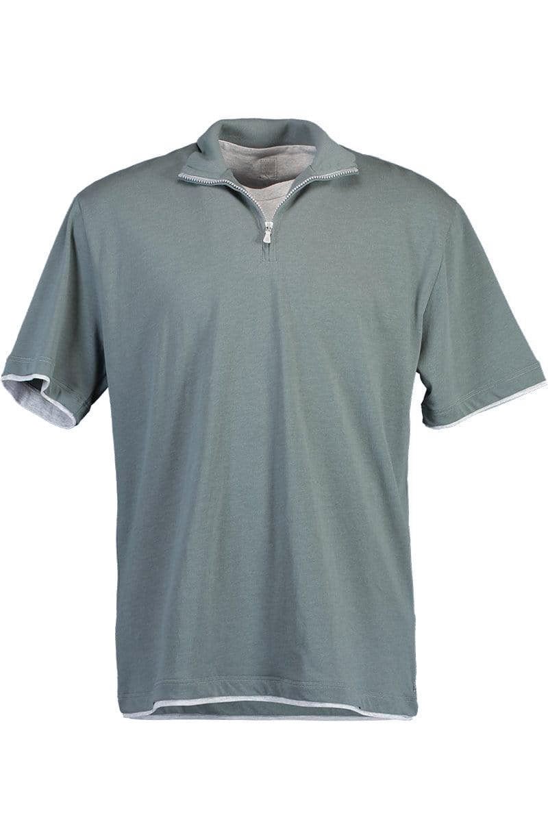 ELEVENTY-Half Zip T-Shirt - Sage-