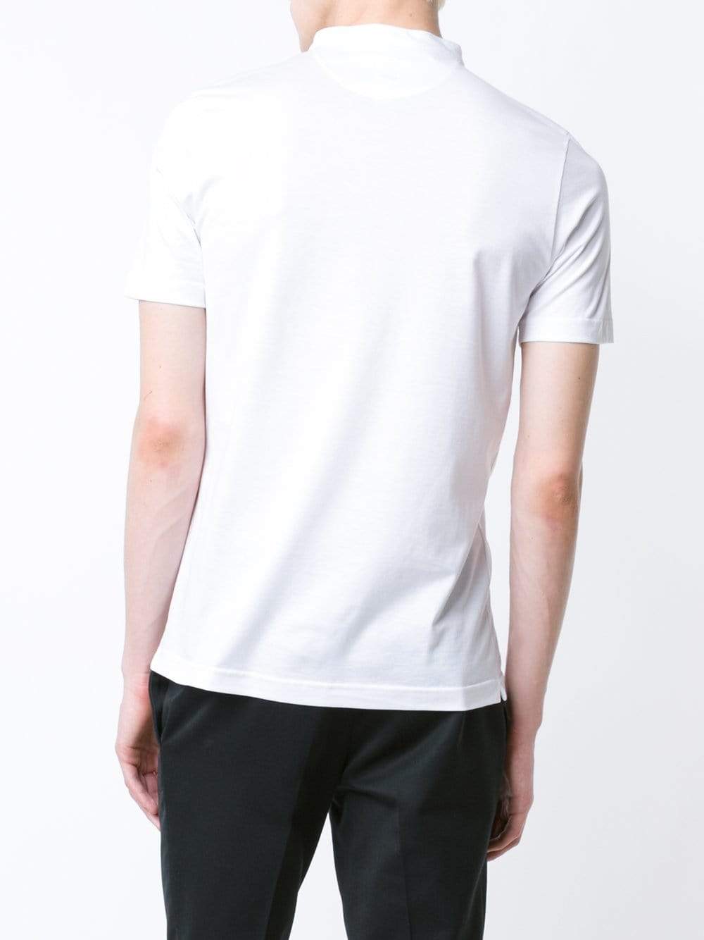 ELEVENTY-White Short Sleeve Cotton Henley-
