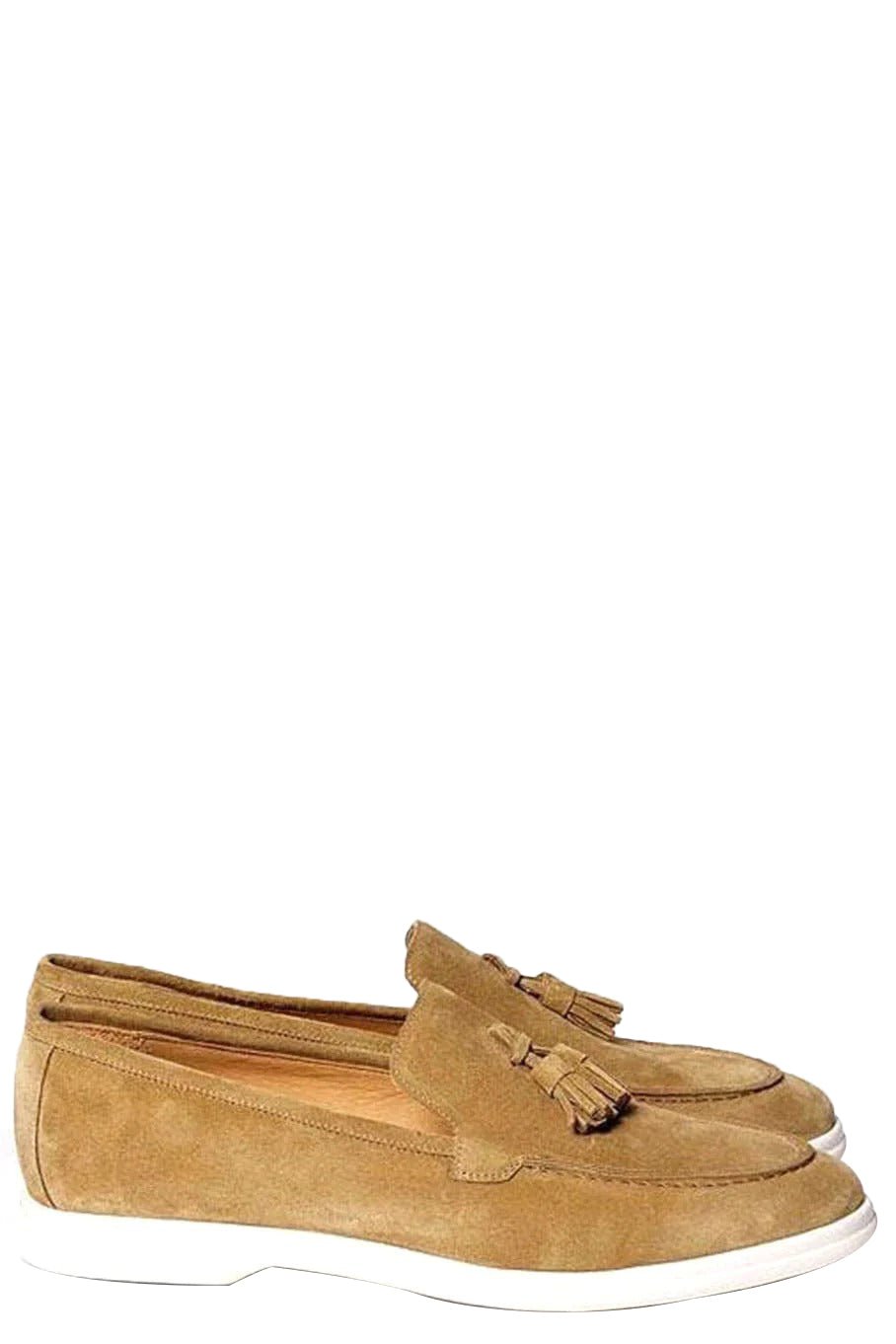 ELEVENTY-Moccasin Boat Shoe with Tassels - Tortora-