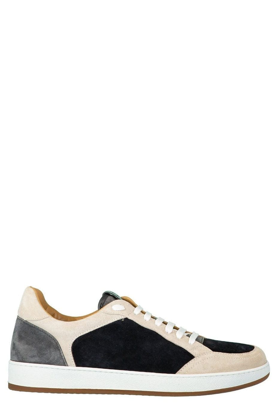 ELEVENTY-Grey and Navy Mixed Media Low Top Sneaker-