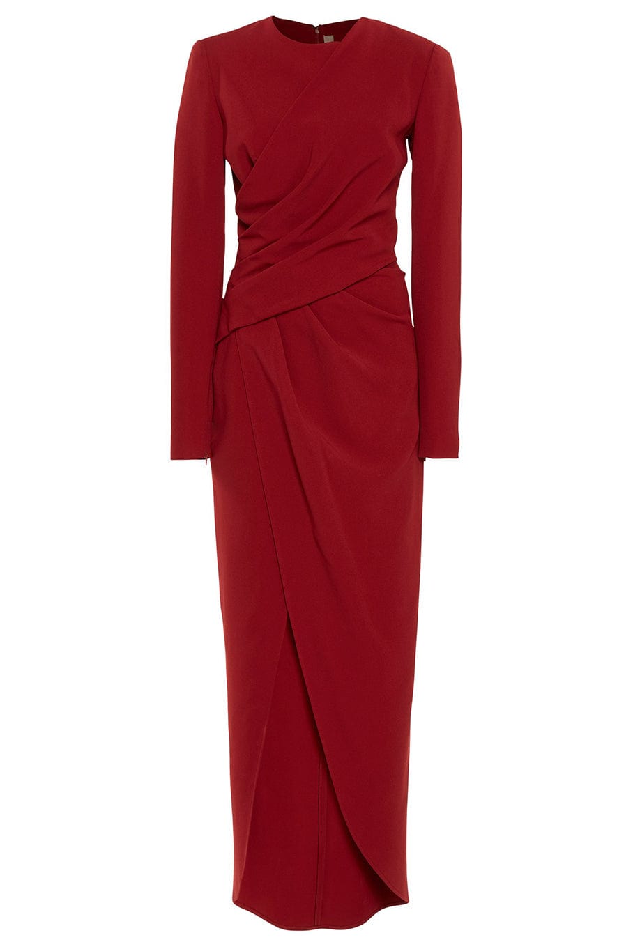 ELIE SAAB-Crepe Midi Dress-BRICK RED