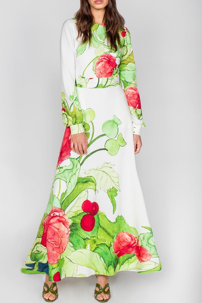 ELIE SAAB-Printed Cady Long Dress-