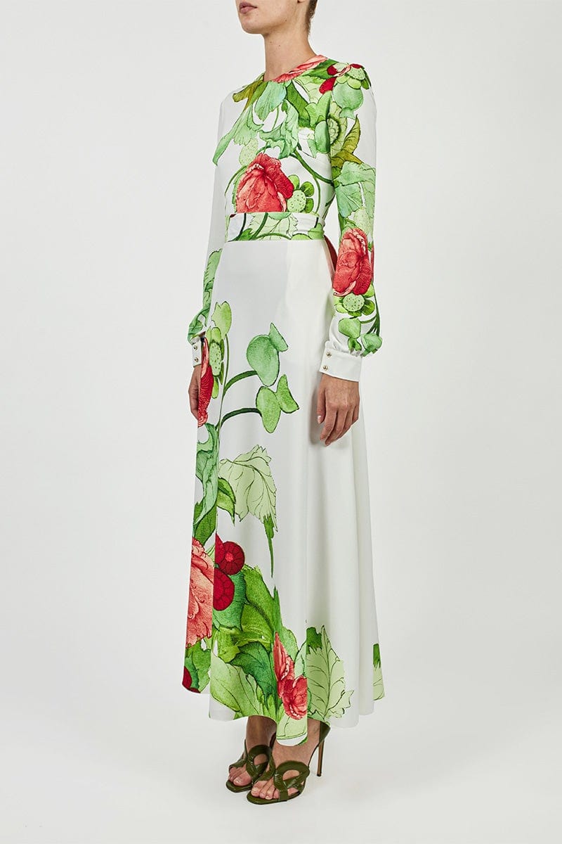 ELIE SAAB-Printed Cady Long Dress-