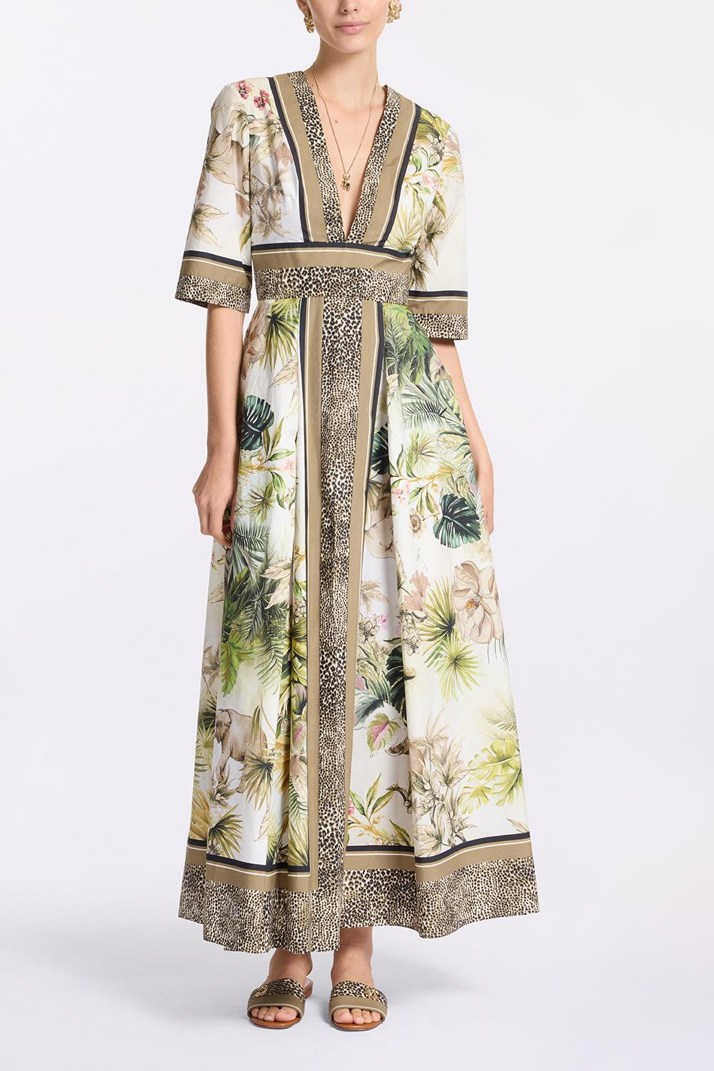 Printed Cotton Midi Dress-FOULARD-38-CLOTHINGDRESSCASUAL-ELIE SAAB