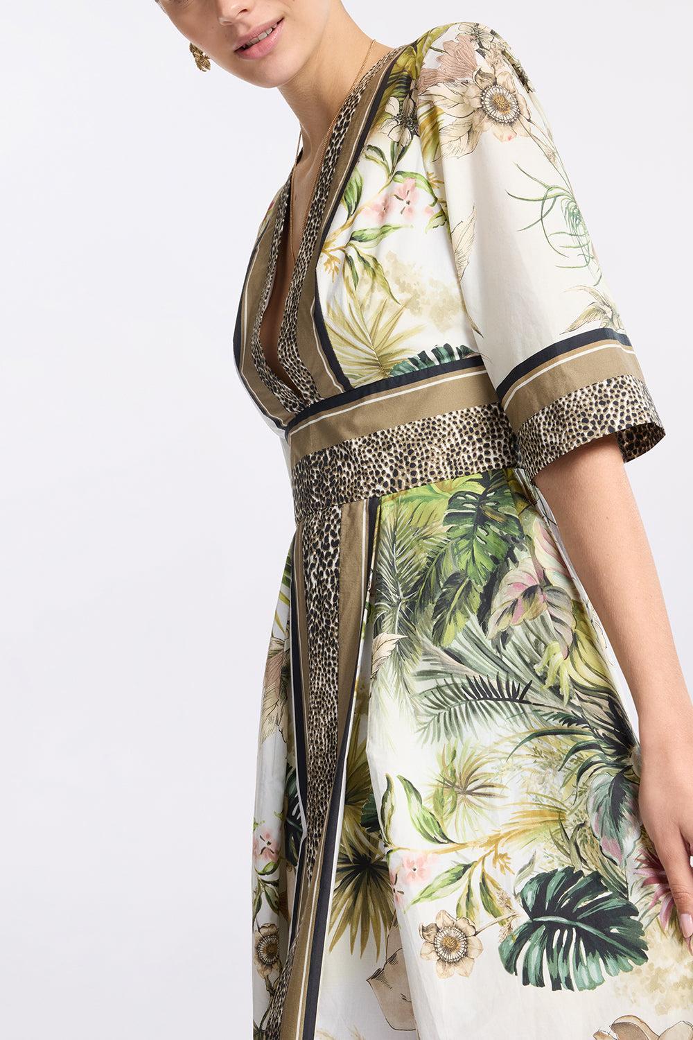 Printed Cotton Midi Dress-FOULARD-38-CLOTHINGDRESSCASUAL-ELIE SAAB