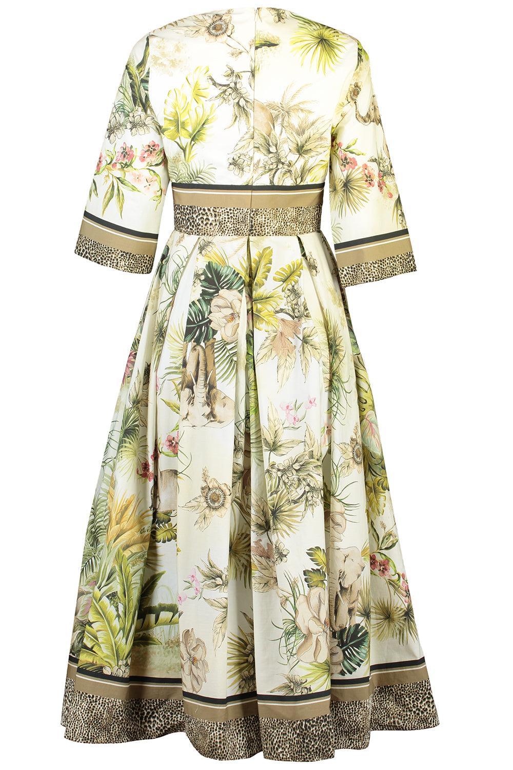 Printed Cotton Midi Dress-FOULARD-38-CLOTHINGDRESSCASUAL-ELIE SAAB