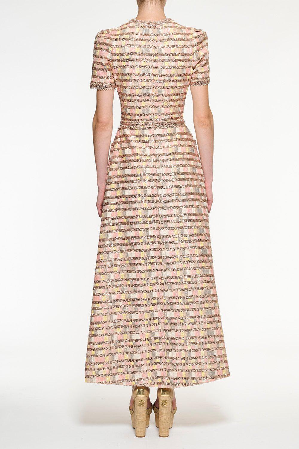 ELIE SAAB-Sequin Short Sleeve Midi Dress-