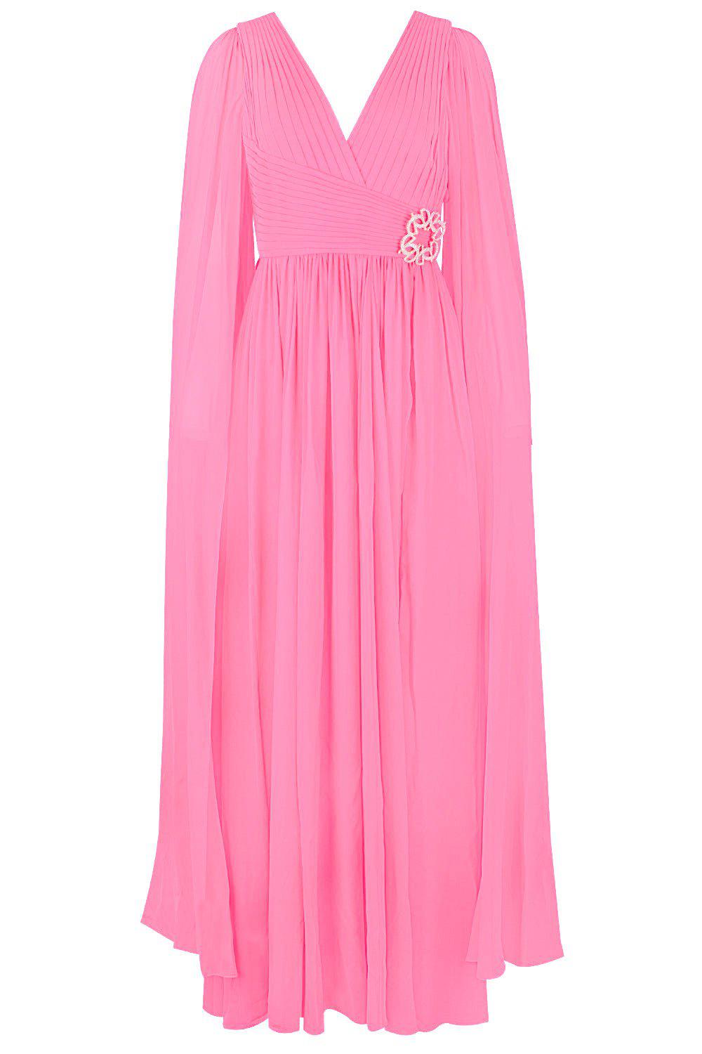 ELIE SAAB-V Neck Cape Gown-COSMOPOL