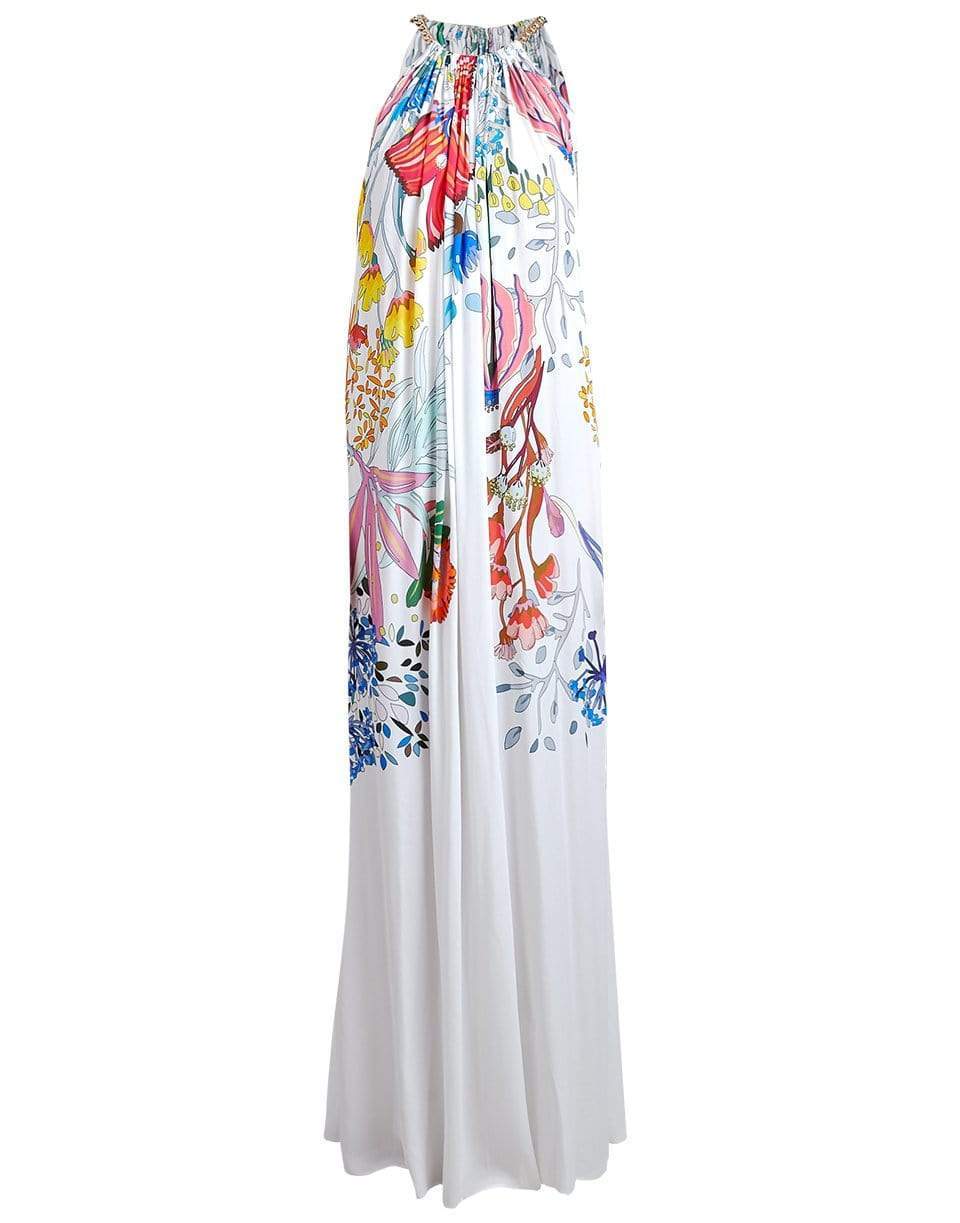 ELIE SAAB-Fantasy Garden Printed Crepe Long Dress-