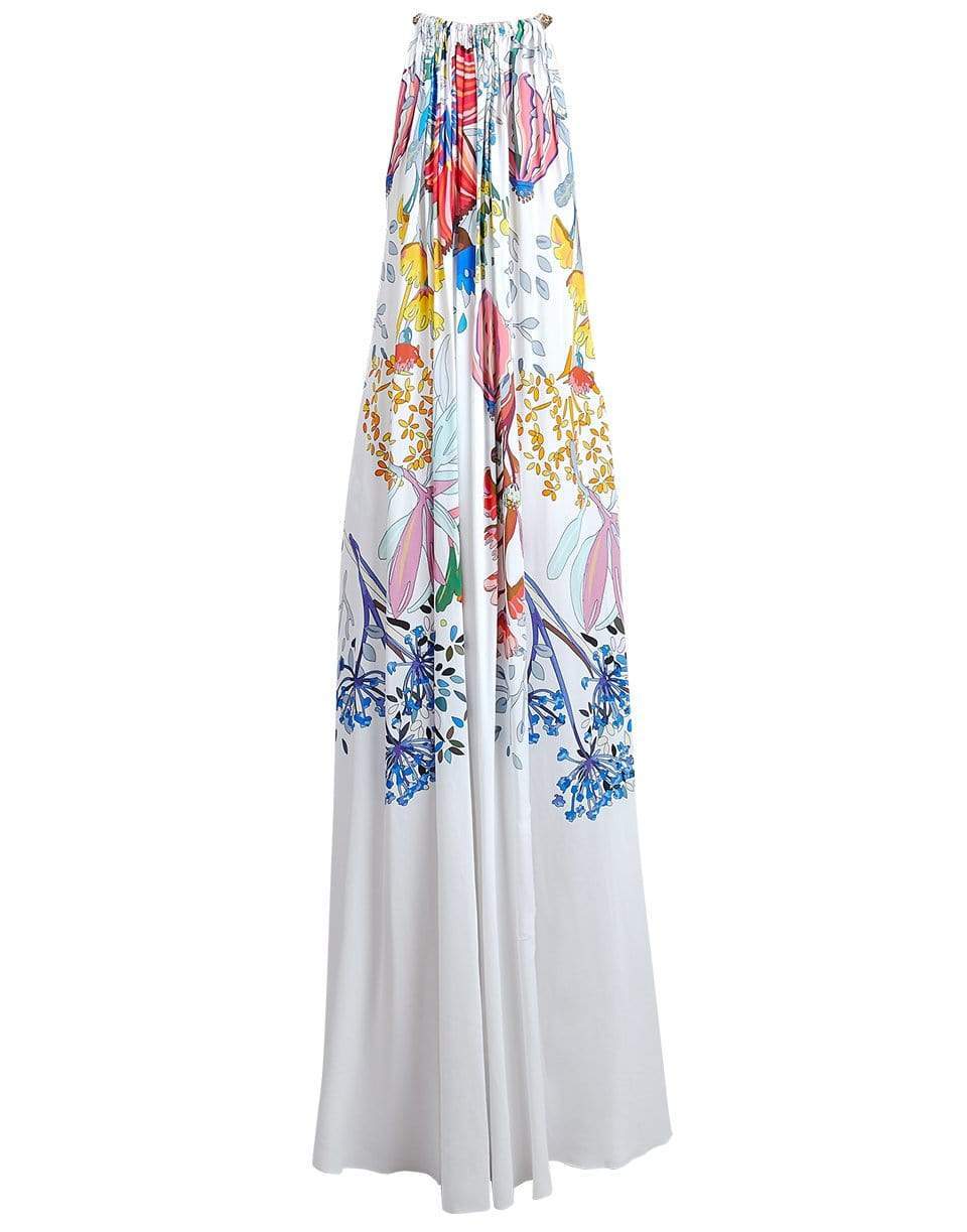 ELIE SAAB-Fantasy Garden Printed Crepe Long Dress-