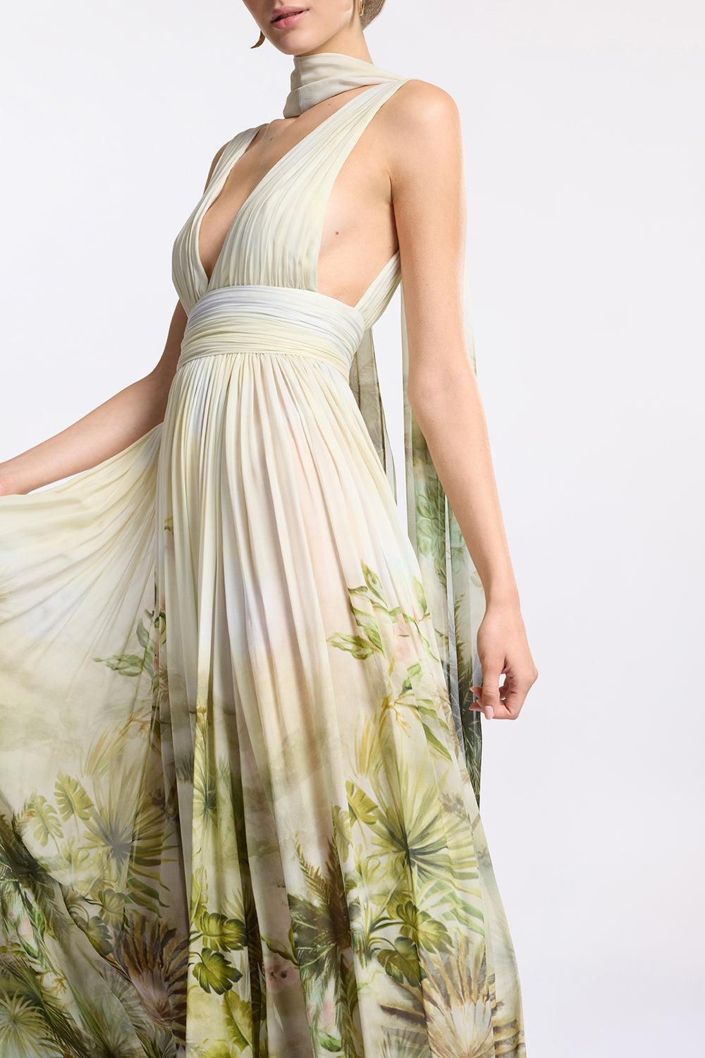 Printed Georgette Long Dress-OASIS I-38-CLOTHINGDRESSGOWN-ELIE SAAB