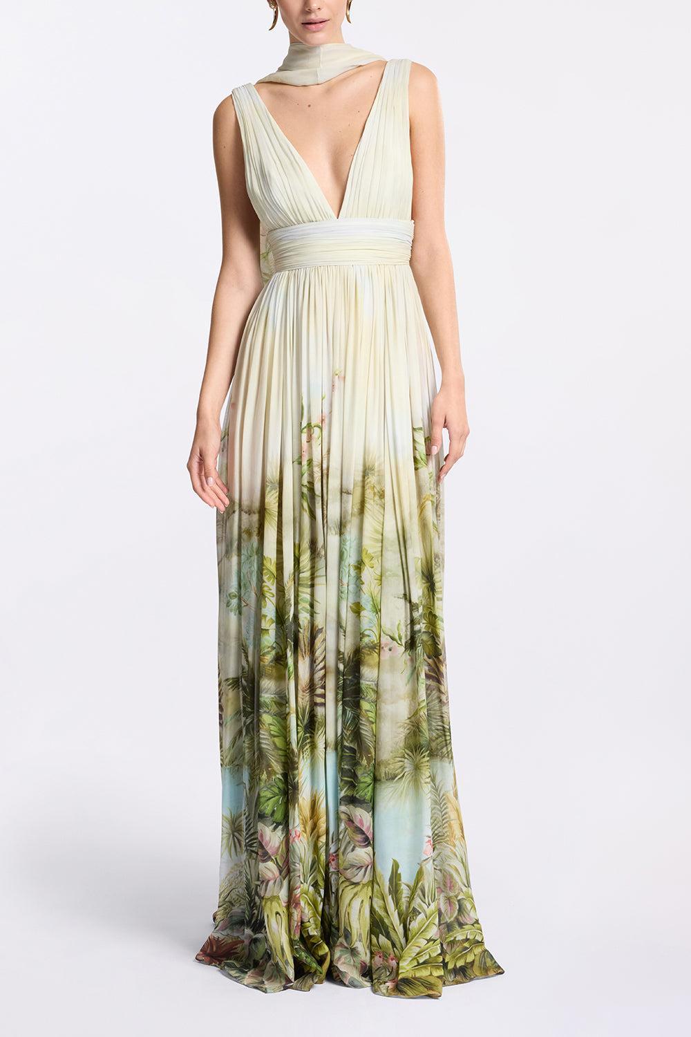 Printed Georgette Long Dress-OASIS I-38-CLOTHINGDRESSGOWN-ELIE SAAB