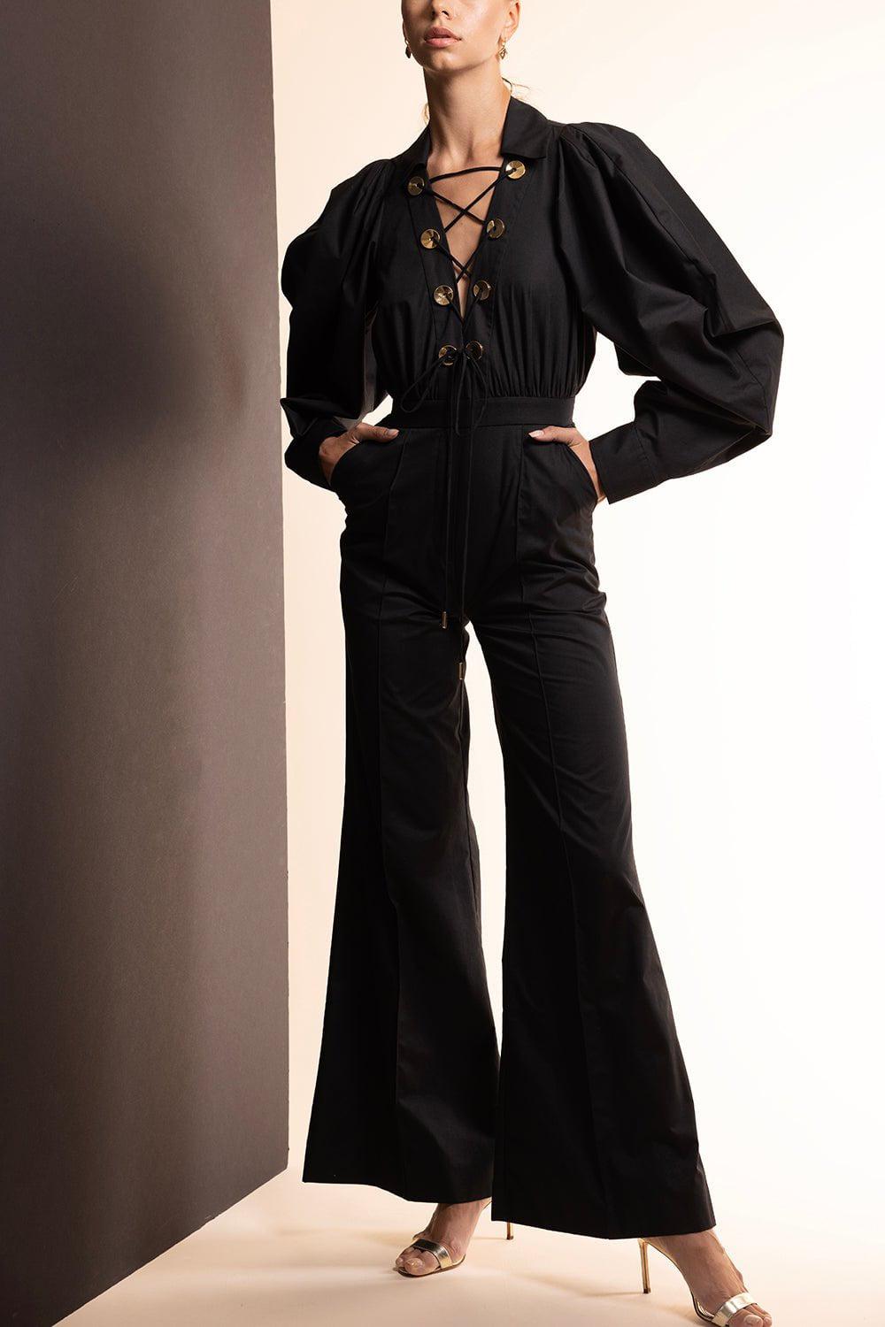 ELIE SAAB-Heavy Cotton Jumpsuit-BLACK