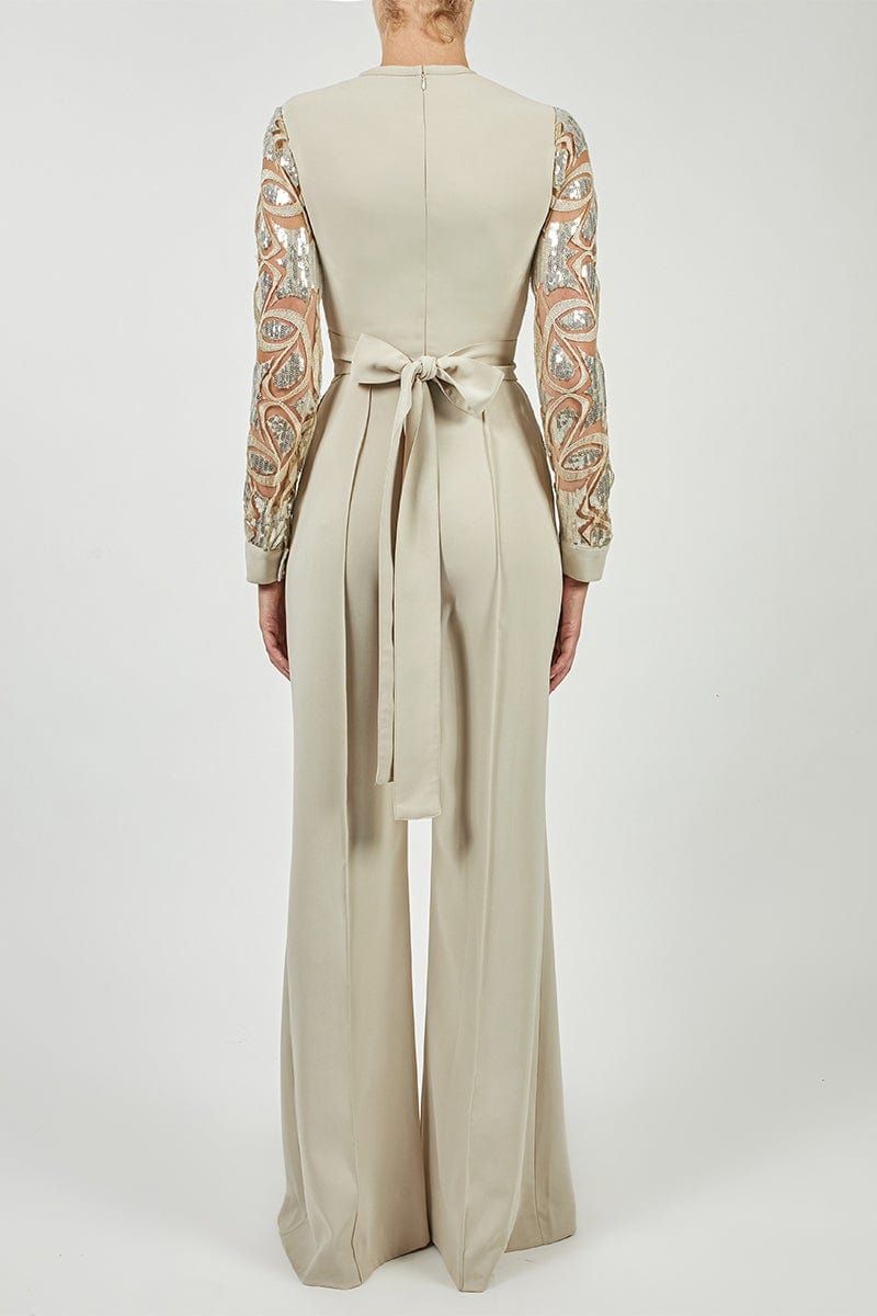 ELIE SAAB-Yarn Embroidered Jumpsuit-CASTLE WALL