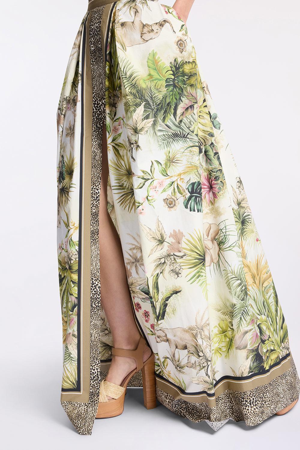 Printed Cotton Long Skirt-FOULARD-36-CLOTHINGSKIRTMAXI-ELIE SAAB