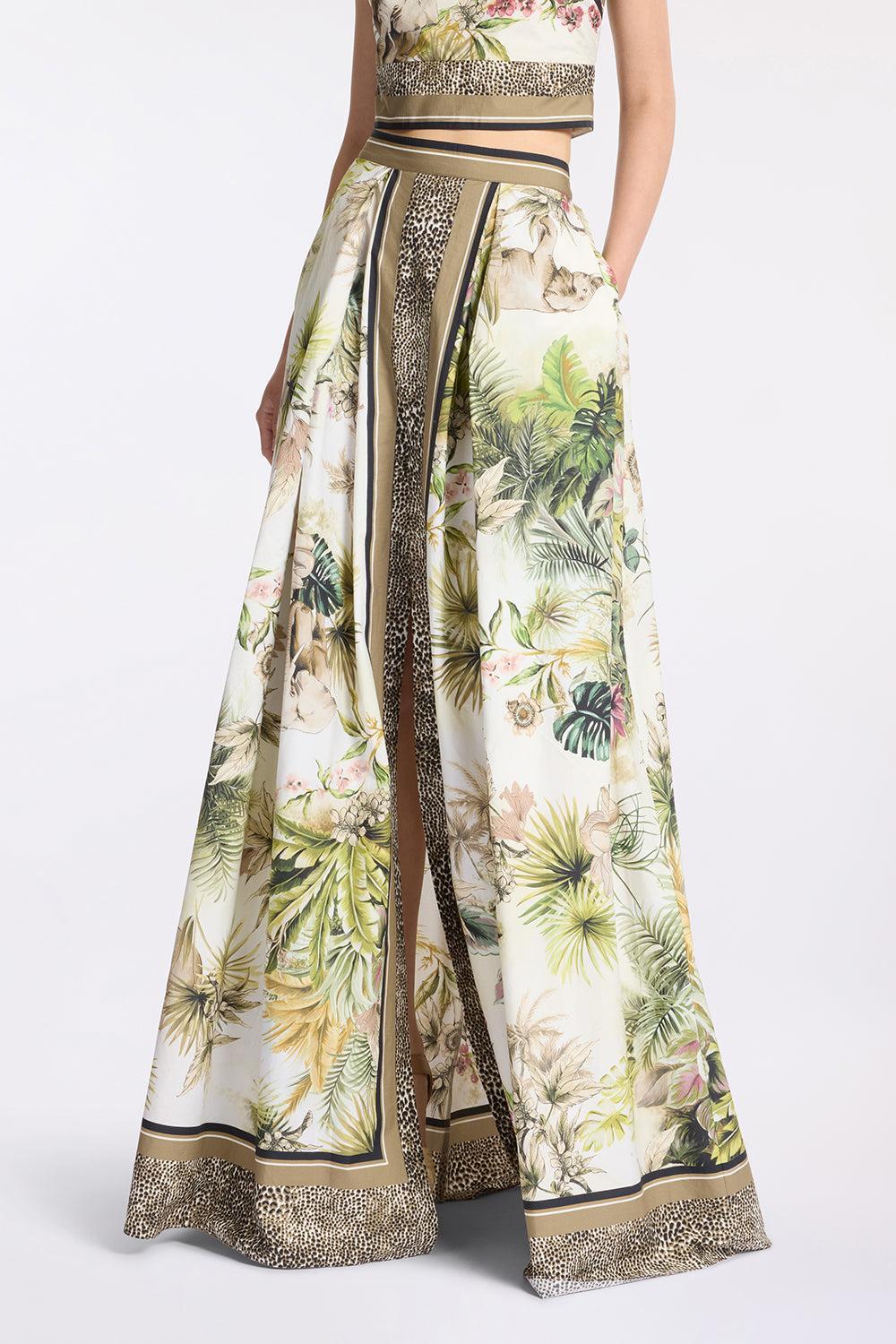 Printed Cotton Long Skirt-FOULARD-36-CLOTHINGSKIRTMAXI-ELIE SAAB