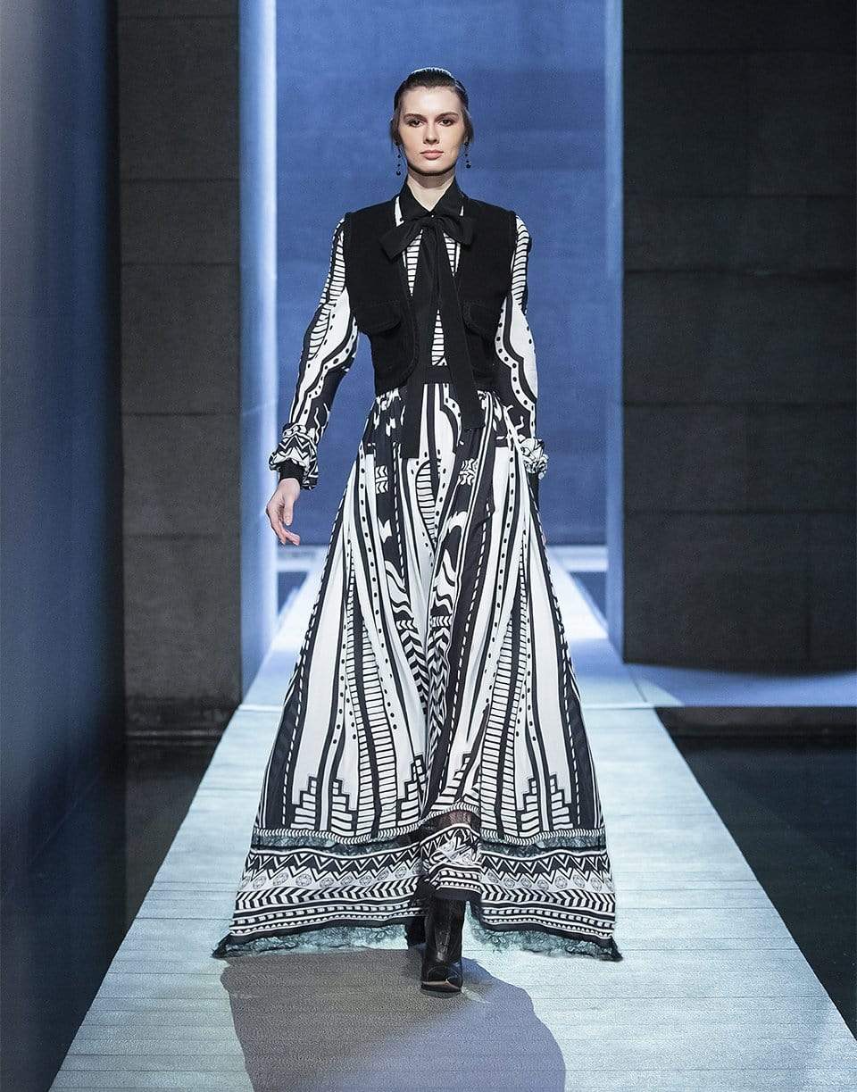 ELIE SAAB-Printed Silk Long Skirt-